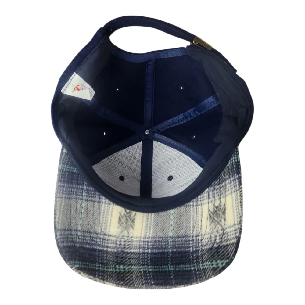 Vintage Aztec Navy Blue Adjustable Strapback Hat Cap Flat Bill One Size Men